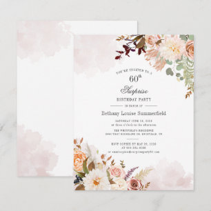 Carte Pastel Floral Bloom Botanical 60e fête d'anniversa