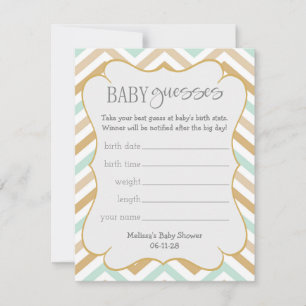 Carte Pastel Gold et Green Zig Zag Baby Guesses