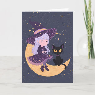 Carte Pastel Goth Witch et Cat Halloween Card 5x7