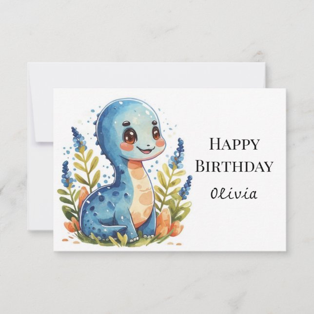 Carte Pastel Happy Dino Anniversaire (Devant)
