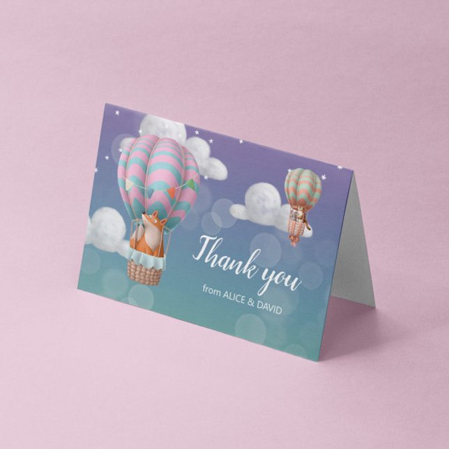 Carte Pastel Hot Air Balloon Animaux Merci (Créateur téléchargé)