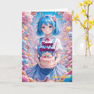 Carte Pastel Kawaii Girl Cake Celebration