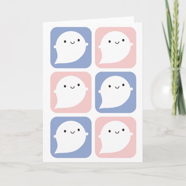 Carte Pastel Kawaii Little Ghosts (Devant)