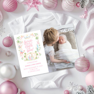 Carte Pastel Nativity Baby Announcement Photo Card