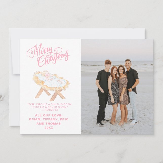 Carte Pastel Nativity | Baby Jesus in a Manger (Devant)