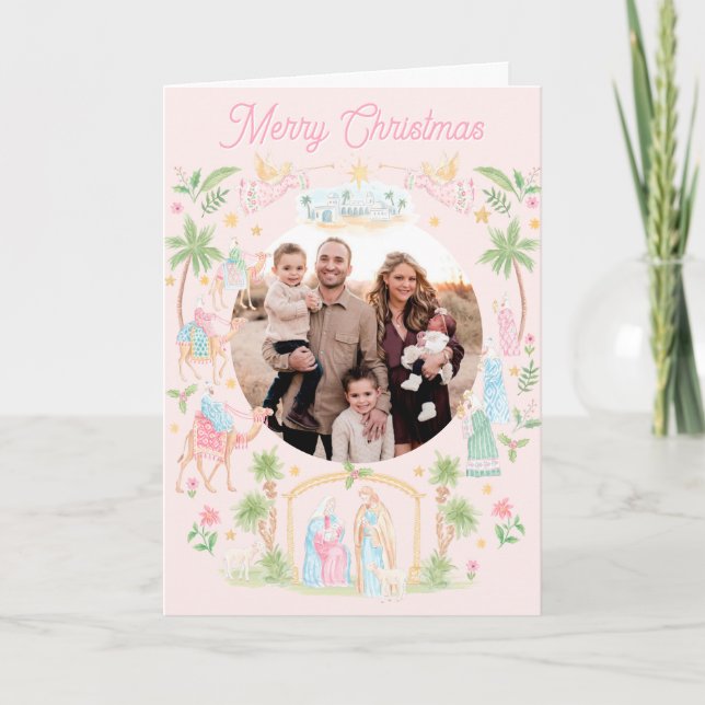 Carte Pastel Nativity Folded Photo (Devant)