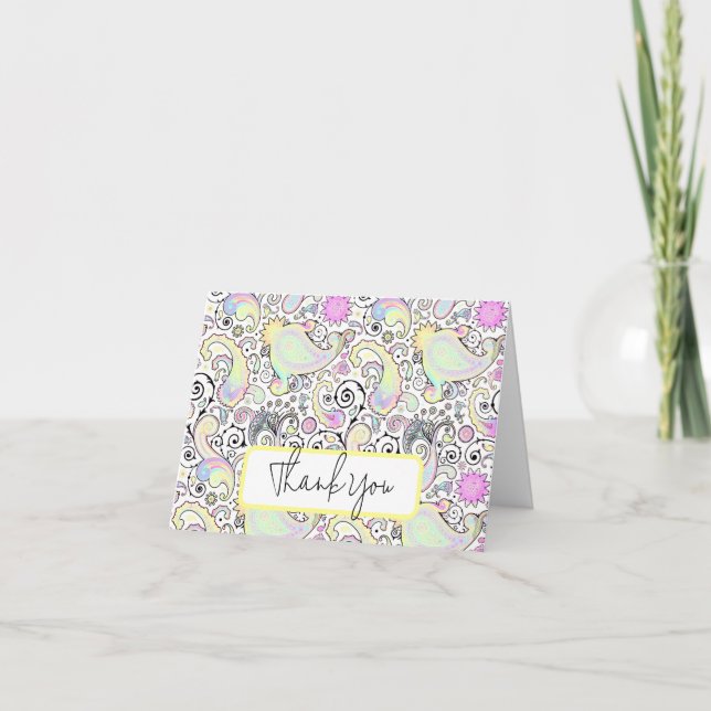Carte Pastel paisley personnalisé (Devant)