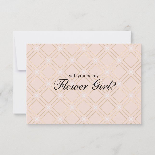 Carte Pastel Peach and Gold Will you be My Flower Girl (Devant)