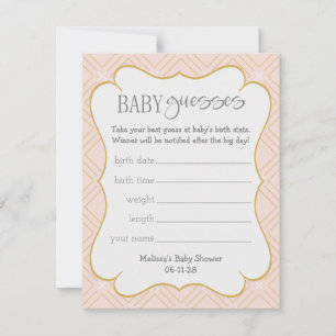 Carte Pastel Peach et Géométrique Or Bébé Suppositions