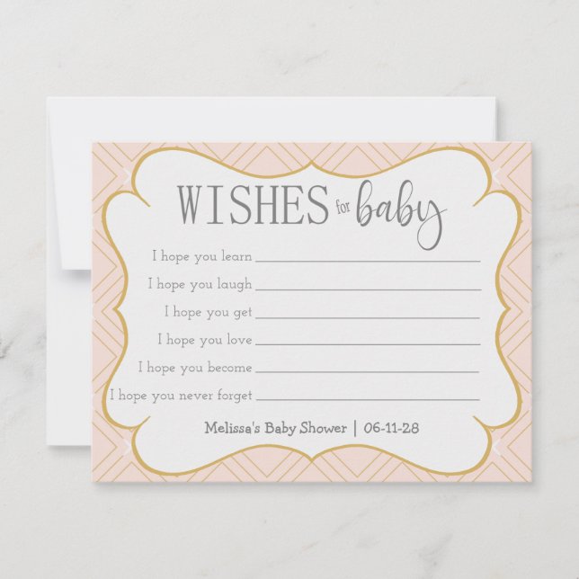Carte Pastel Peach et Gold Géométrique Wis pour bébé (Devant)