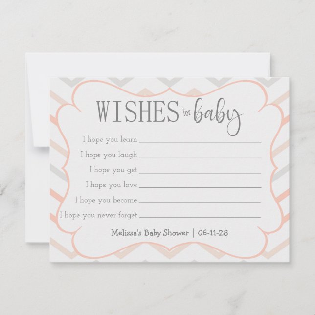 Carte Pastel Peach et Grey Zig Zag (Devant)