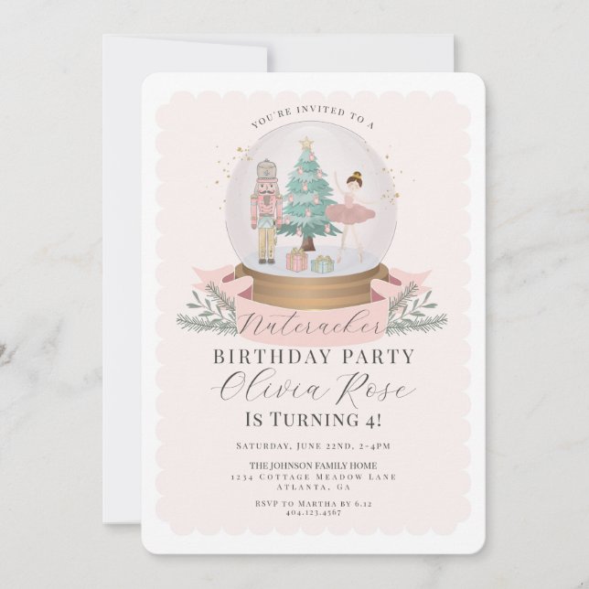 Carte Pastel Pink Christmas Nutcracker fête d'anniversai (Devant)