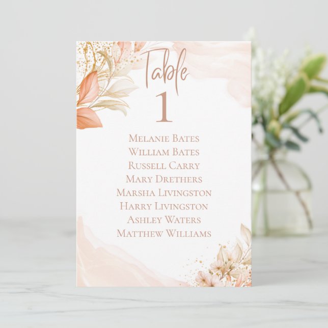 Carte Pastel Pink Floral Table Siège (Debout devant)