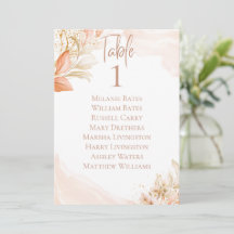 Carte Pastel Pink Floral Table Siège