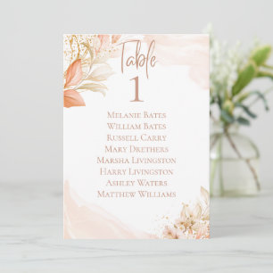 Carte Pastel Pink Floral Table Siège