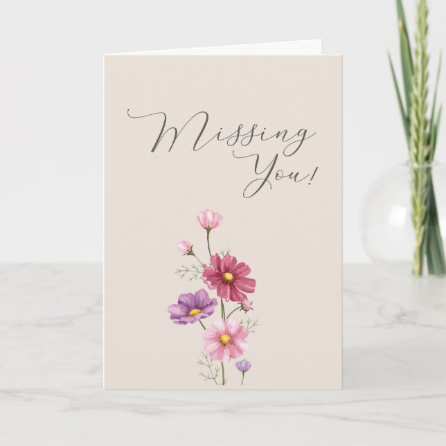 Carte Pastel Pink Purple Cosmos Fleur Qui Vous Manque (Devant)
