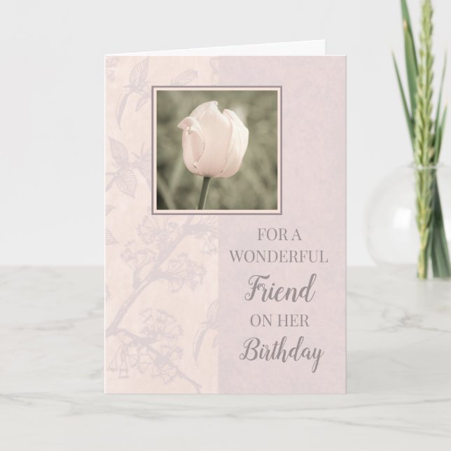 Carte Pastel Pink Tulips Ami Anniversaire (Devant)