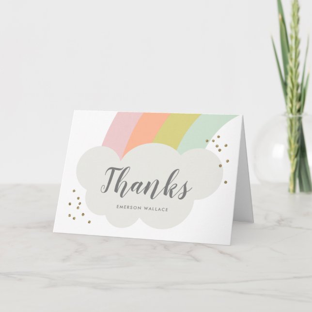 Carte Pastel Rainbow Cloud Enfants Merci (Devant)