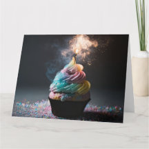 Pastel Rainbow Fire Anniversaire Cupcake