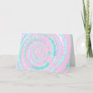 Carte Pastel Tie Dye Motif Pink Aqua Mint Green