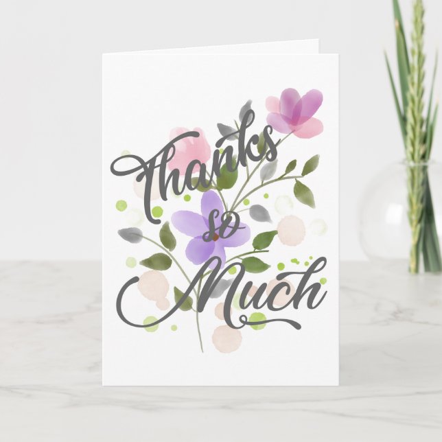 Carte Pastel Watercolor Flowers Merci beaucoup (Devant)