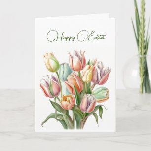 Carte Pastel Watercolor Tulips Pastel Happy Pâques