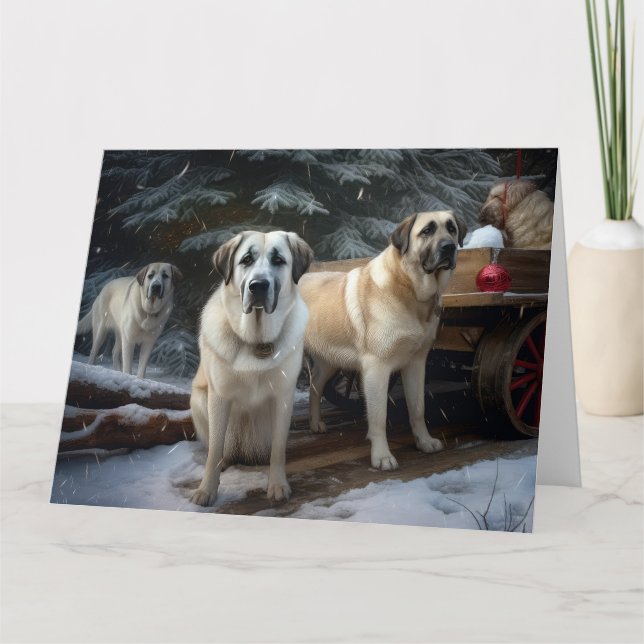 Carte Pasteur anatolien Snowy Sleigh Décor de Noël (Devant)