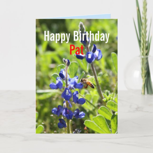 Carte Pat Texas Bluebonnet Joyeux anniversaire (Devant)