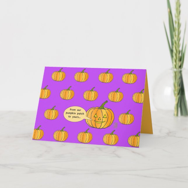 Carte Patch Citrouille Whimsical sur Fuschia Halloween (Devant)