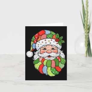 Carte Patchwork Père Noël Rétro Noël Drôle Hommes Deux