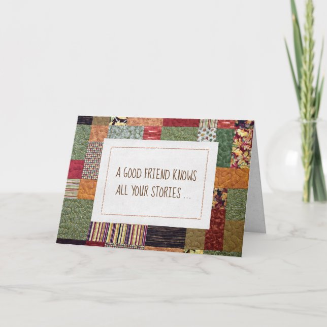 Carte Patchwork Quilt Anniversaire Pour Ami (Devant)