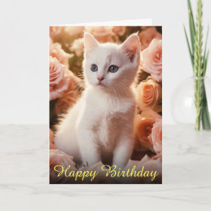 Carte Pâtes de Petit Kitten et jolies roses roses roses