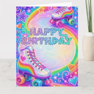 Carte Patin à roulettes glamour joyeux anniversaire