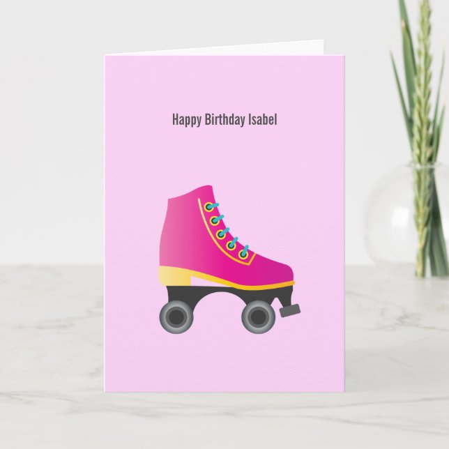 Carte Patinage à rouleaux roses Anniversaire (Devant)