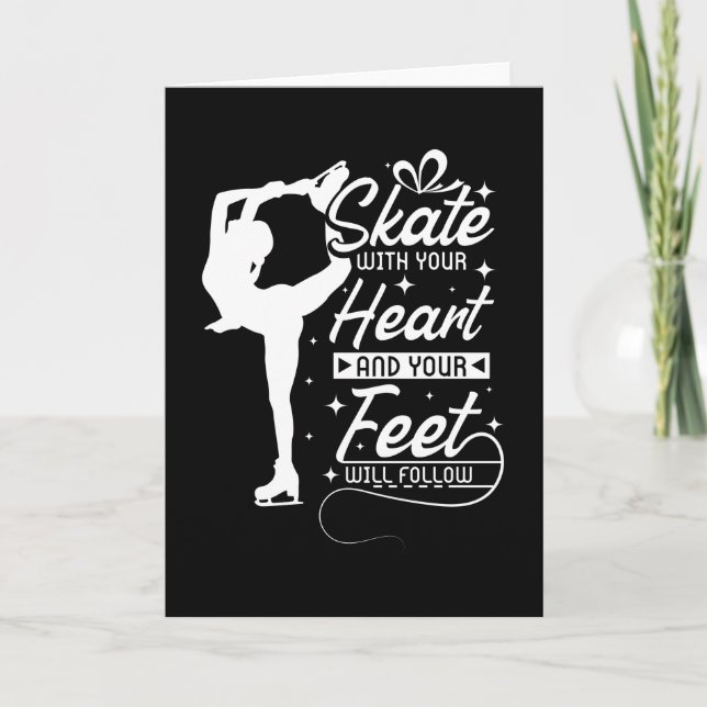 Carte Patinage avec vous Coeur, patinage sur glace (Devant)