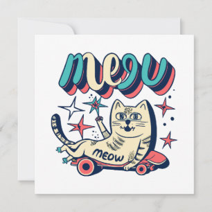 Carte Patinage de chat miaou