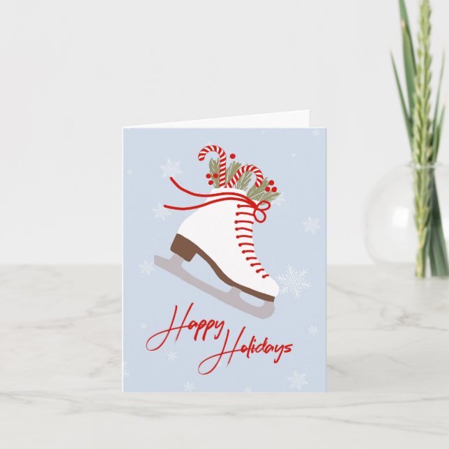 Carte Patinage sur glace de Noël Salutation de vacances  (Devant)