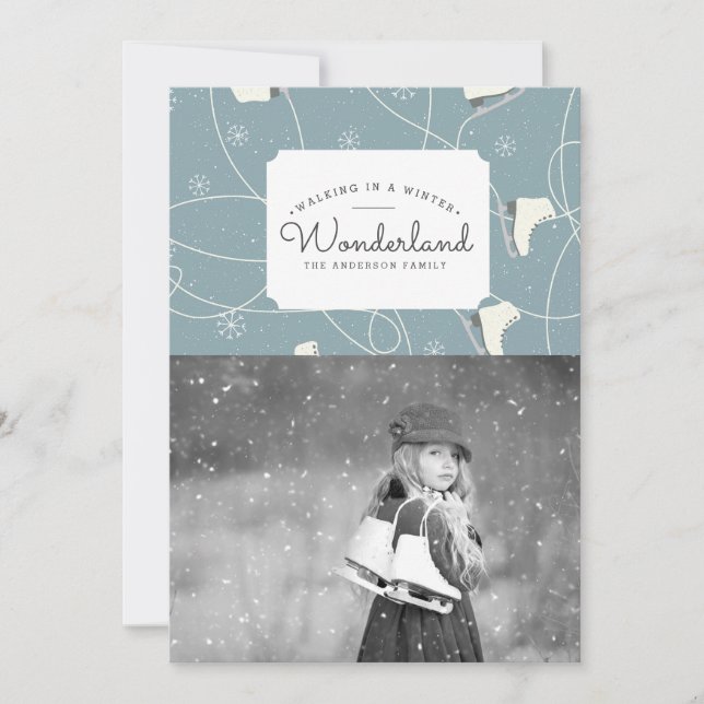Carte Patinage sur glace Wonderland hiver | Photo (Devant)