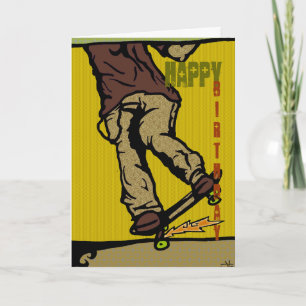 Carte patineurs2, Joyeux, Anniversaire