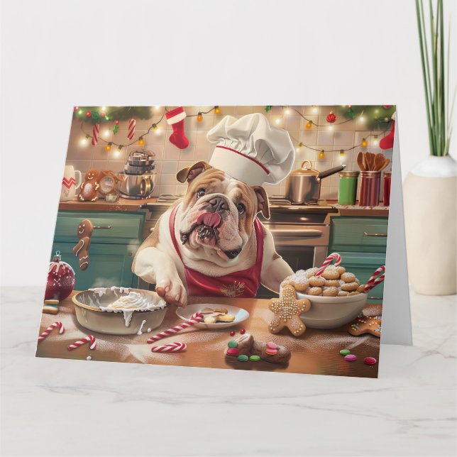 Carte Pâtisserie de Noël à Bulldog anglais : Festive Chr (Devant)