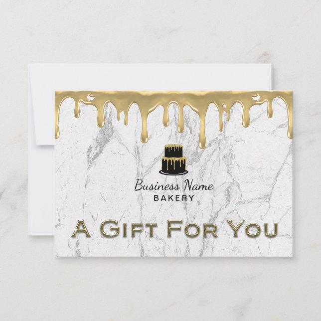 Carte Pâtisserie Gâteau Coulée Dorée Glaçage Chef Marble (Devant)