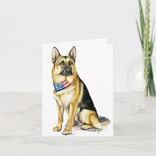 Carte Patriotique Allemand Berger Chien Art Note Card