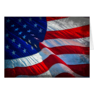 Carte Patriotique Antiquité American Flag Note Car