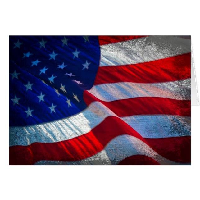 Carte Patriotique Antiquité American Flag Note Car (Devant Horizontal)