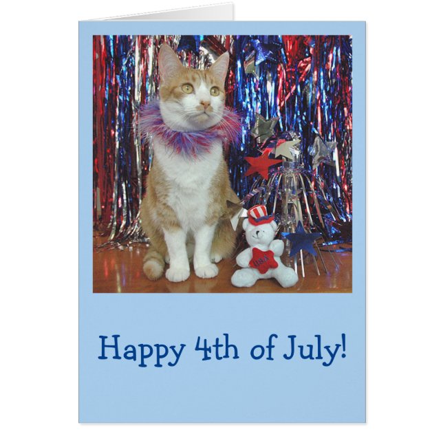 Carte patriotique de chat orange et blanc (Devant)
