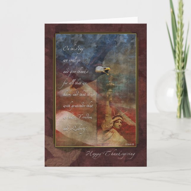 Carte patriotique de thanksgiving avec le feuille (Devant)