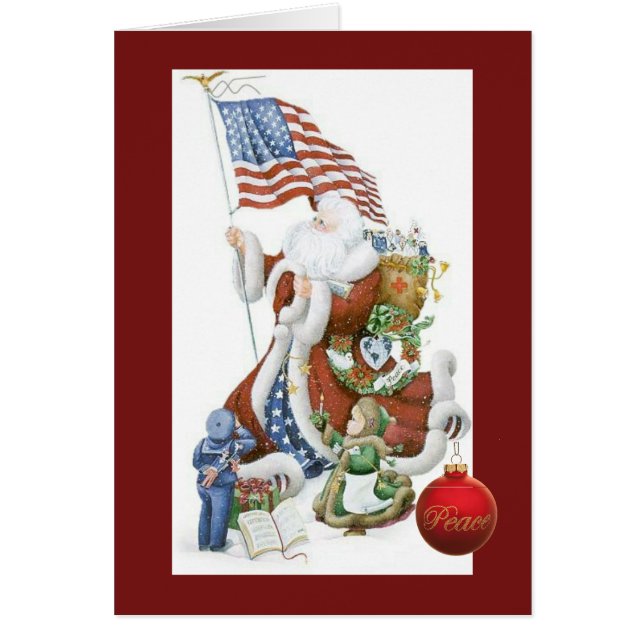 Carte patriotique de vacances de paix de Père Noël (Devant)