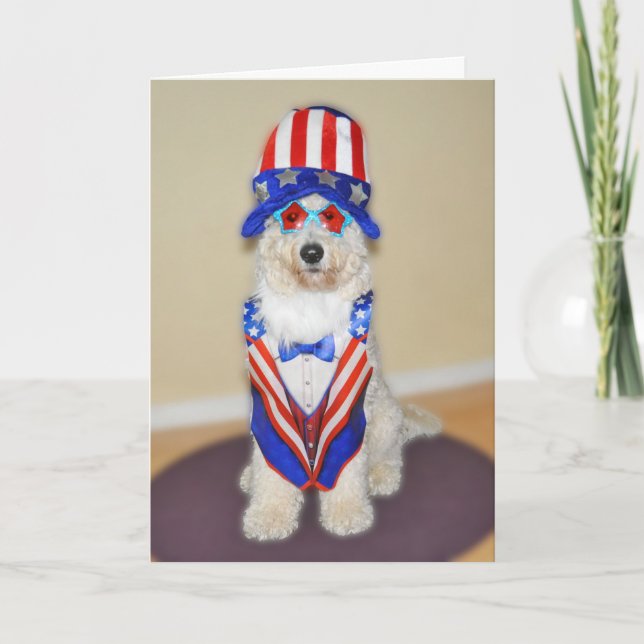 Carte patriotique Goldendoodle (Devant)