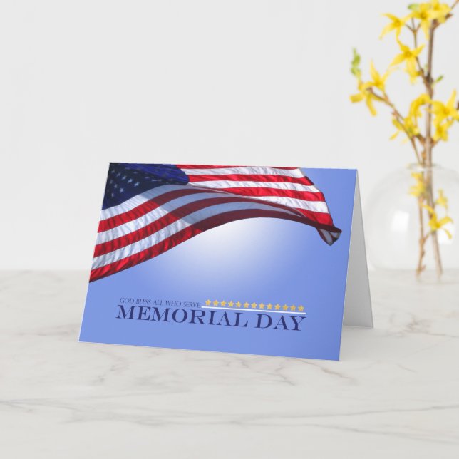 Carte Patriotique Memorial Day Card Dieu béni l'Am (Fleur jaune)