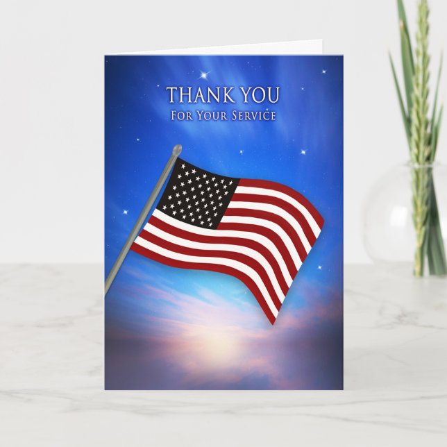 Carte Patriotique, Merci, États-Unis Drapeau à Twilight (Devant)